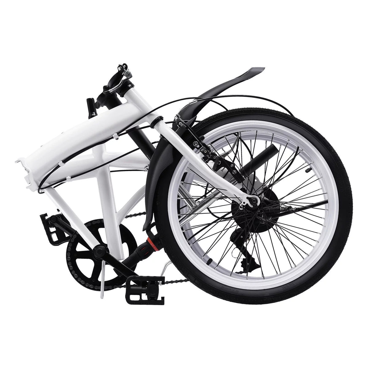 White 20 Inch 7 Speed Folding Bicycle Z19639