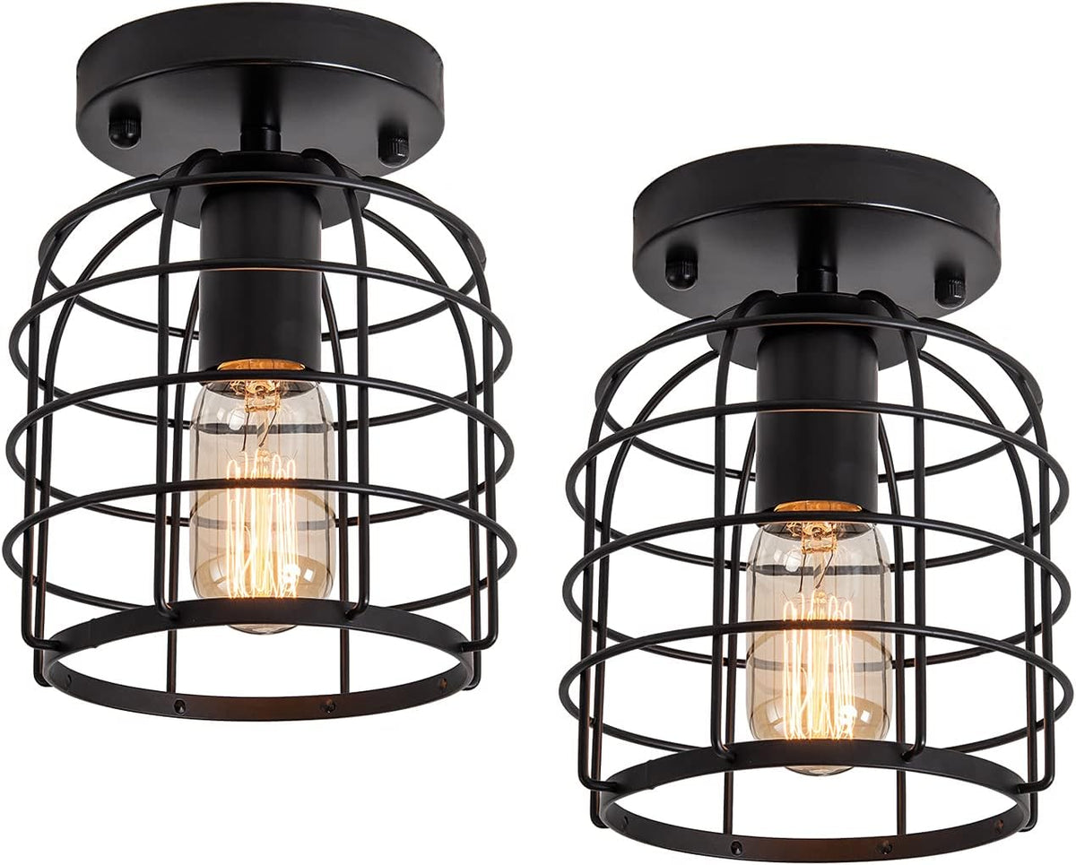 Cage Ceiling Light Fixture Semi-Flush Mount Bronze Finish Z5809
