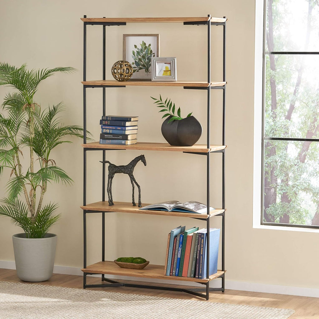 5 Shelf Acacia Wood Etagere Bookcase T3151