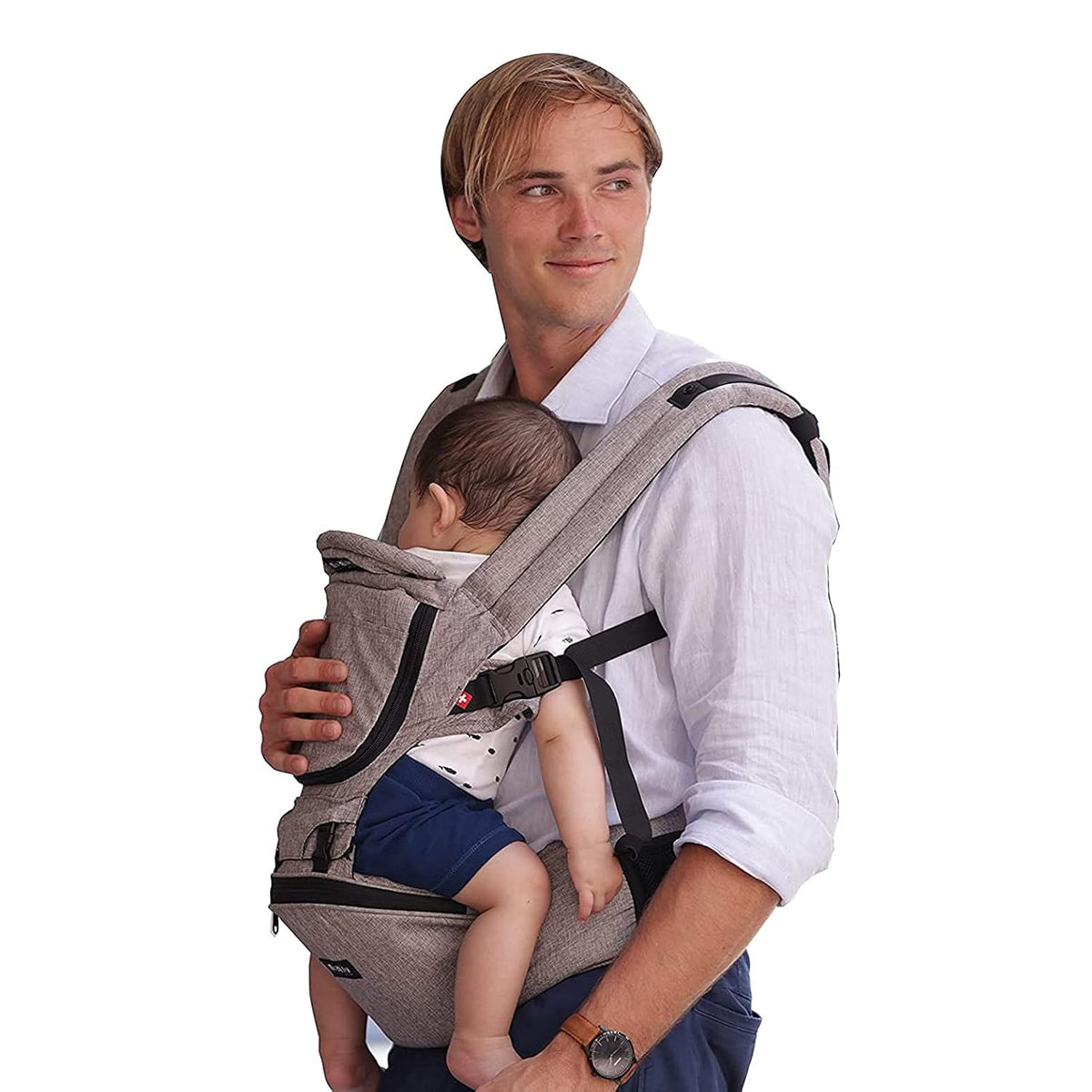 Baby Carrier with Hip Seat, 6 in 1 Front and Back, Stone Grey A7096