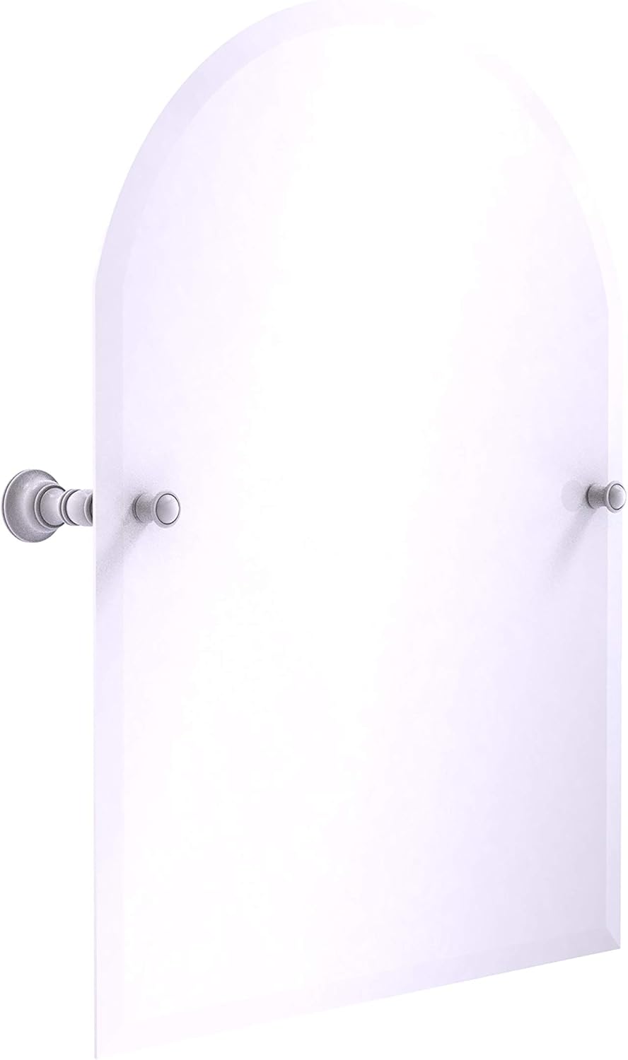 Matte White Frameless Arched Top Tilt Beveled Edge Wall Mirror I595531