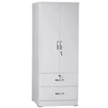 White 2-Door Wood Wardrobe Armoire with 2 Drawers H2290