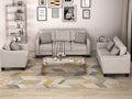 Beige Linen Fabric Sofa and Loveseat Set T377308
