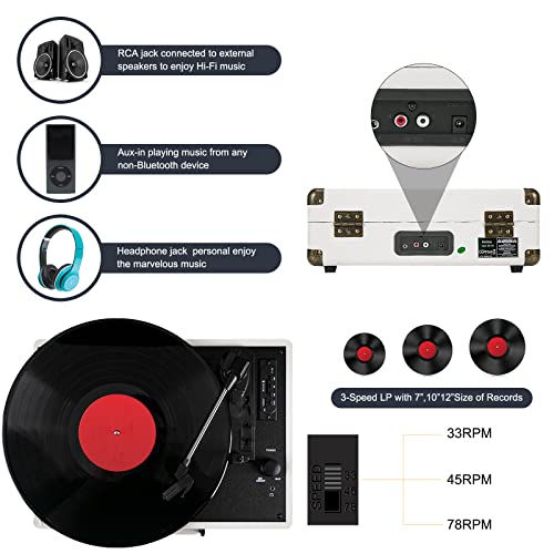 3 Speed Belt-Driven Bluetooth Turntable with Speakers H17508