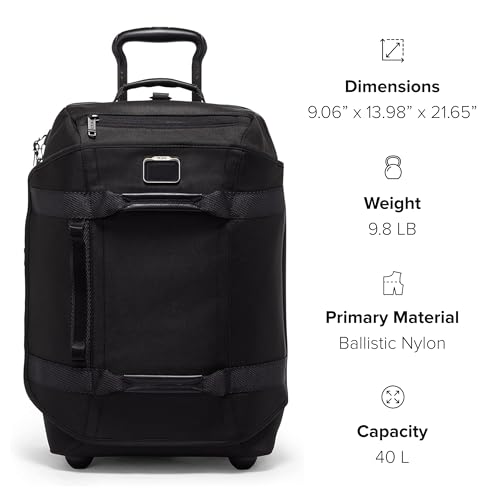 Black Ballistic Nylon 2 Wheeled Duffel Backpack Carry-On D22587