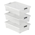 50 Quart Clear Plastic Under Bed Storage Box 3-Pack with Wheels M852