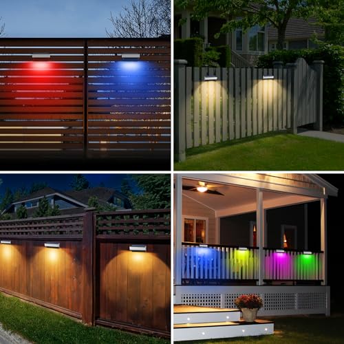 8 Pack Solar Wall Lights Outdoor 60 Lumen Waterproof Warm&Cool White RGB I2312