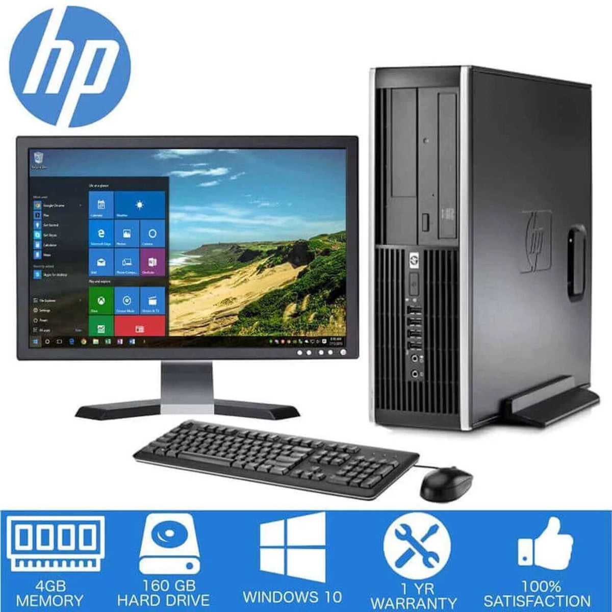 Desktop Computer PC Intel Core 2 Duo 4GB Memory 160GB Hard Drive Windows 10 19" LCD Used X486087