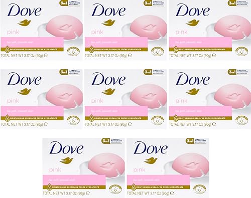 Beauty Bar Soap Bulk Pack of 8 Bars, 3.15 Ounce Each, Plus 1 Loofah Sponge Pad F466