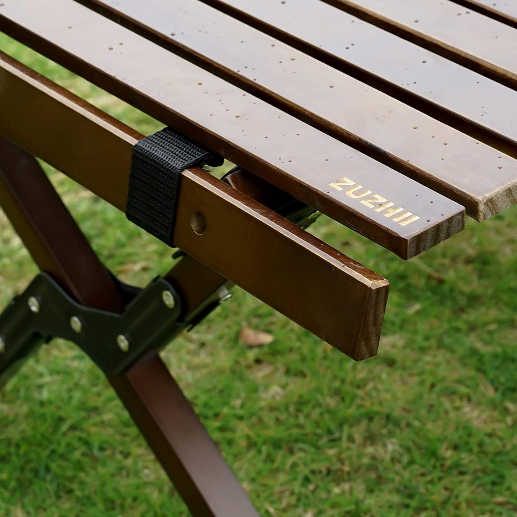 2ft Low Height Portable Folding Wooden Camping Table with Carry Bag W30820