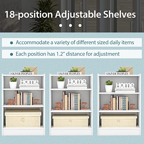Black 3 Shelf Bookcase with Adjustable Shelves N985