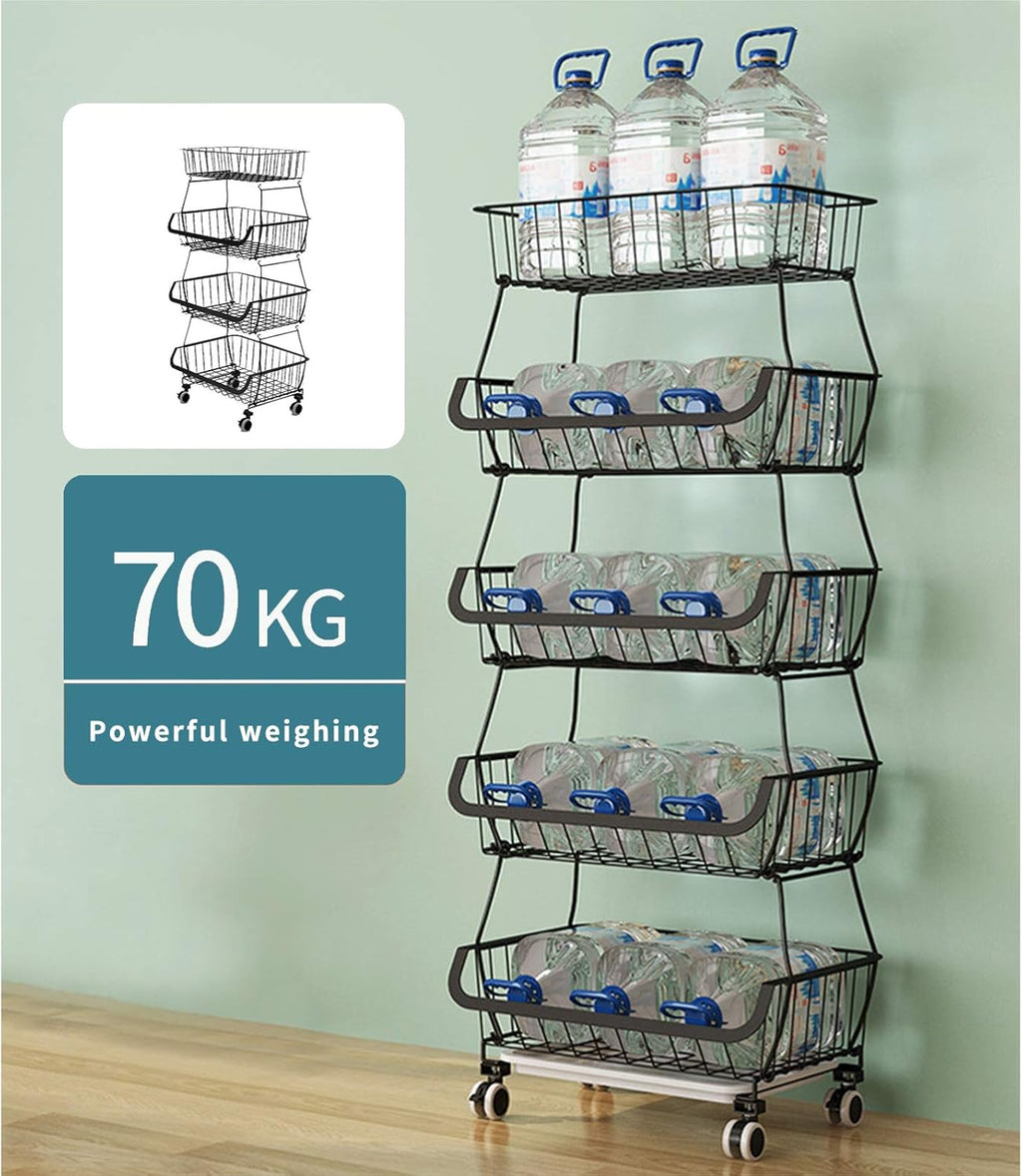 Black Iron Wire Stackable Storage Baskets B1666