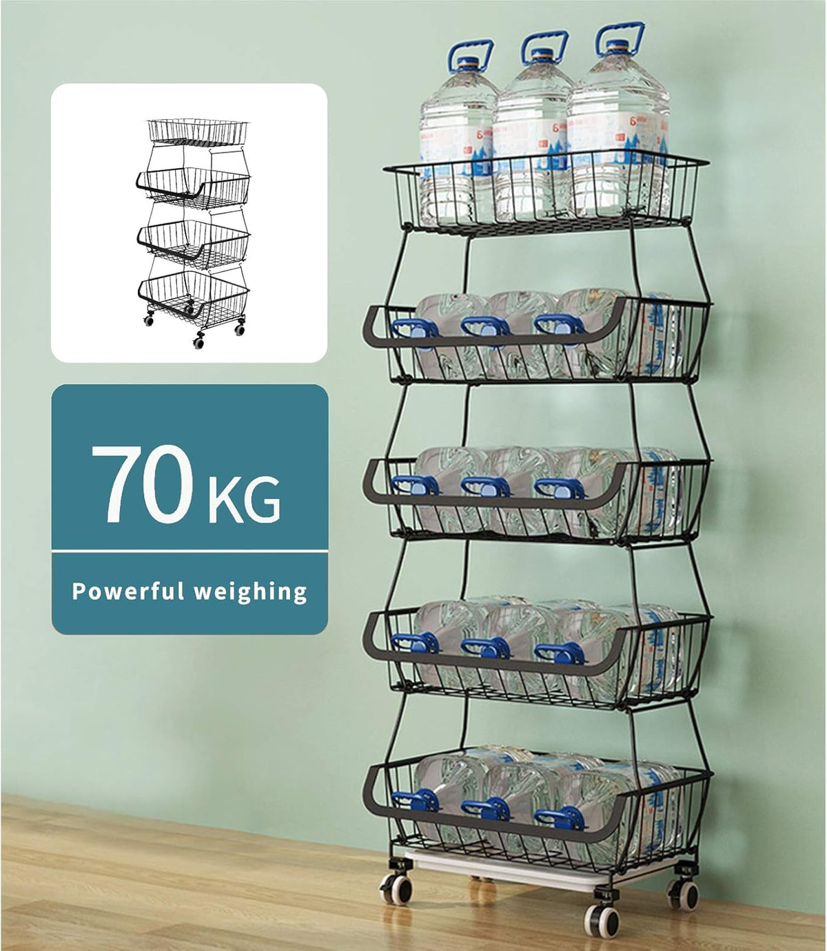 Black Iron Wire Stackable Storage Baskets B1666