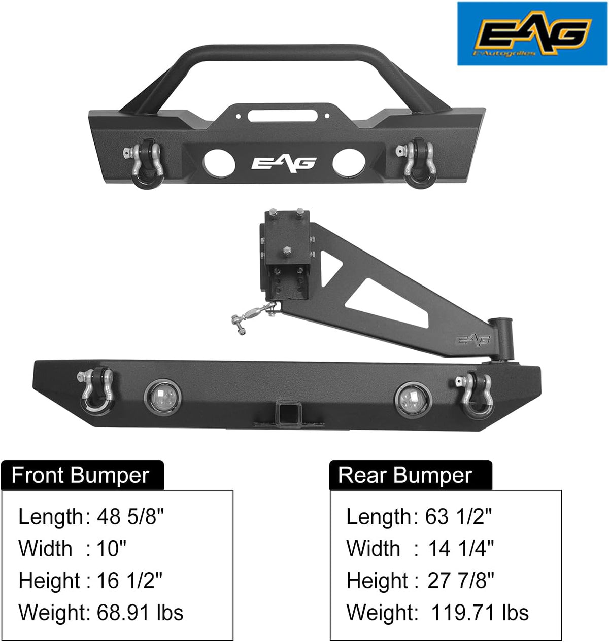 Front and Rear Bumper with Tire Carrier Combo O1642