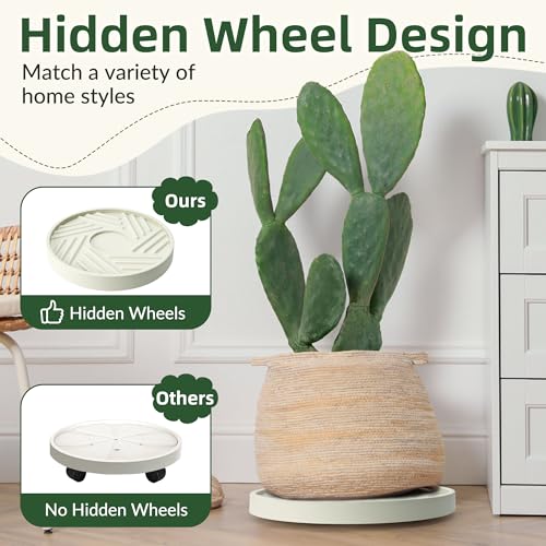 Gray 14 inch Round Plant Caddy with Wheels E648685