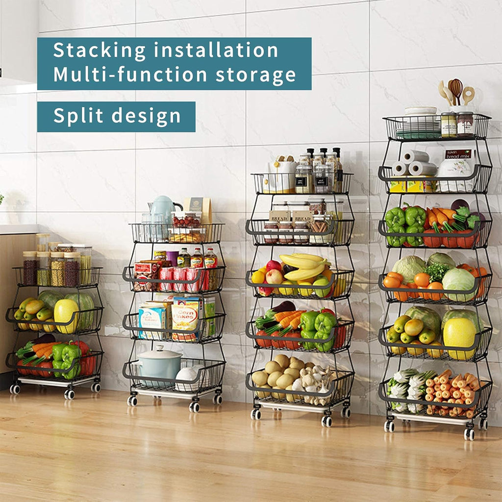 Black Iron Wire Stackable Storage Baskets B1666