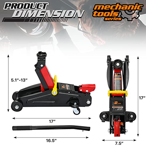 Red Hydraulic Trolley Jack 2 Ton Capacity with Carrying Storage Case T340677