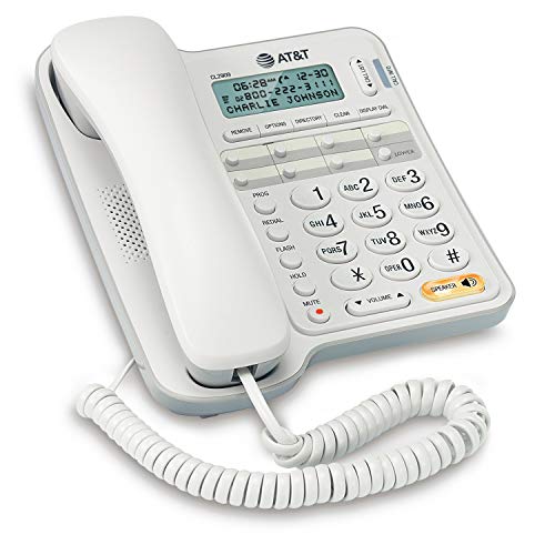 White Corded Phone with Speakerphone and Caller ID F50075