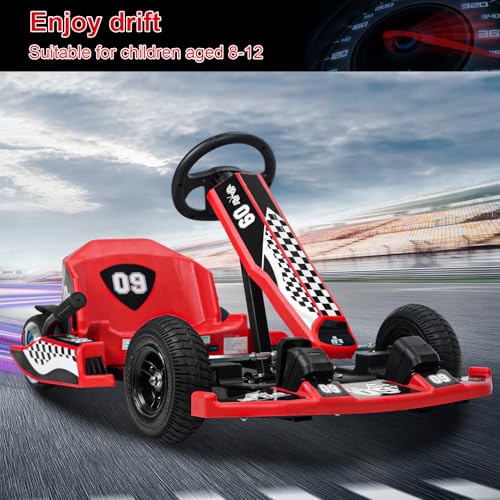 36v Electric Drift Kart with Adjustable Body Length, 3 Speed Mode, 350w Motor, Max Load 187lbs, Max Speed 16 Mph B884