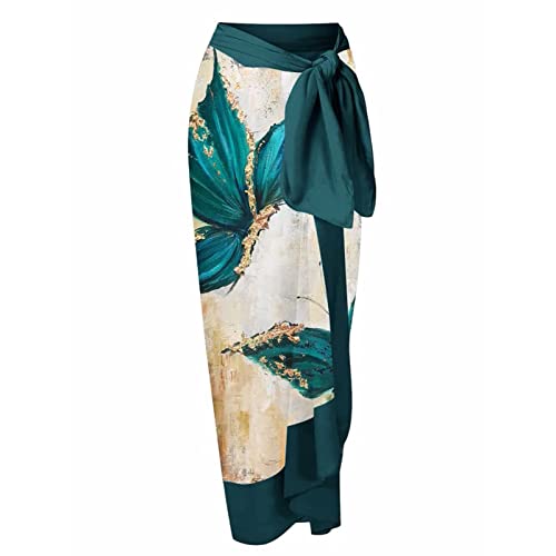 Floral Print Bikini Set One Piece Swimsuit with Beach Cover up Wrap Skirt Two Piece Bathing Suit U9268