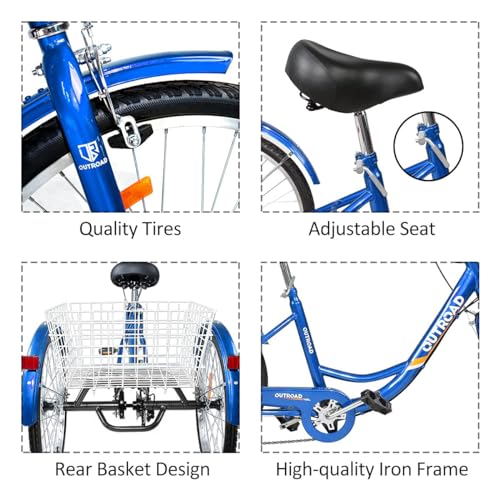 7-Speed Adult Tricycle with Large Basket 24/26 Inch L91327