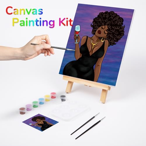 Pre Drawn Canvas Painting Kit with 8 Acrylic Colors, 3 Brush, 1 Pallet (12x16) M5032