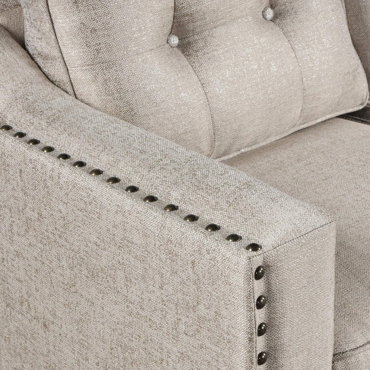 Beige Linen Fabric Sofa and Loveseat Set T377308