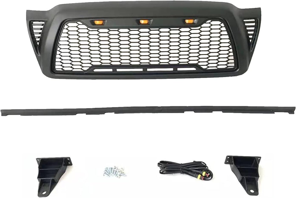 Matte Black Mesh Grille with 3 LED lights M917