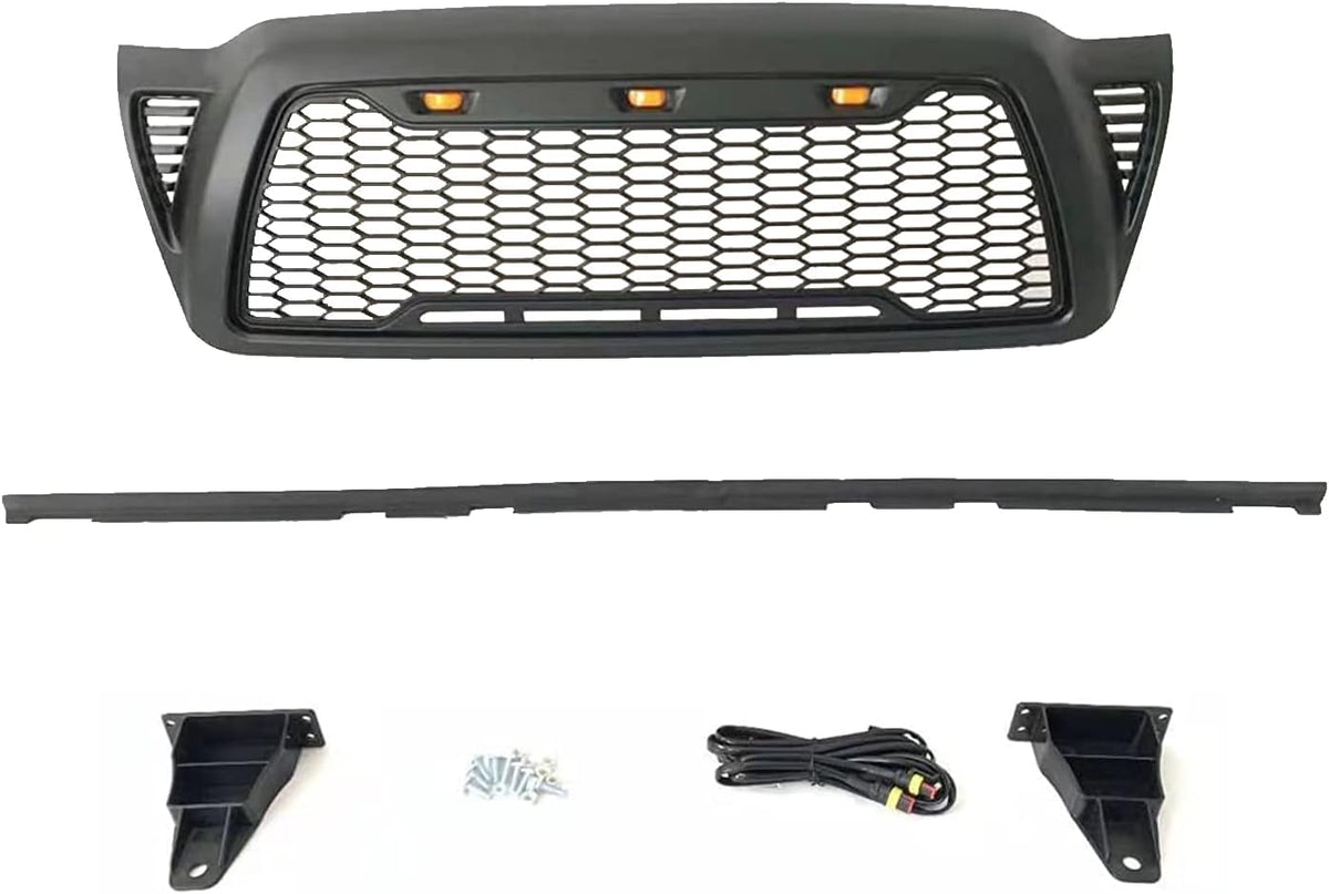 Matte Black Mesh Grille with 3 LED lights M917
