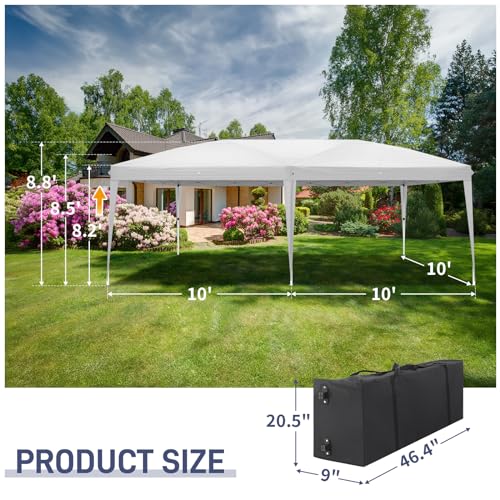 10x20ft Pop Up Canopy Tent with 6 SideWalls (Black) N5724
