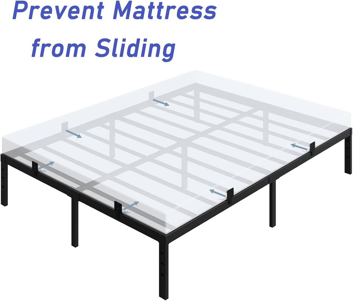 14in High King Platform Bed Frame with Mattress Slide Stopper N520717