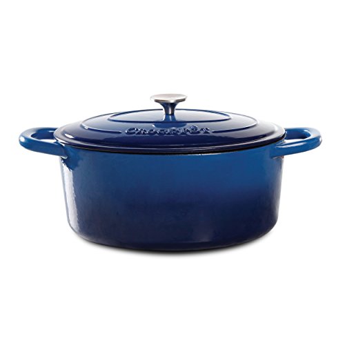 Enameled Cast Iron 7-Quart Oval Dutch Oven, Sapphire Blue F3998