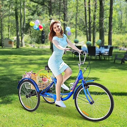 7-Speed Adult Tricycle with Large Basket 24/26 Inch L91327