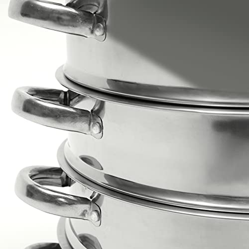 5-Tier Stainless Steel Steamer Set with Vented Glass Lid Y33846