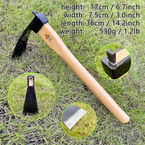 14 Inch Wide Japanese Carbon Steel Garden Hoe with Oak Wooden Handle S4379
