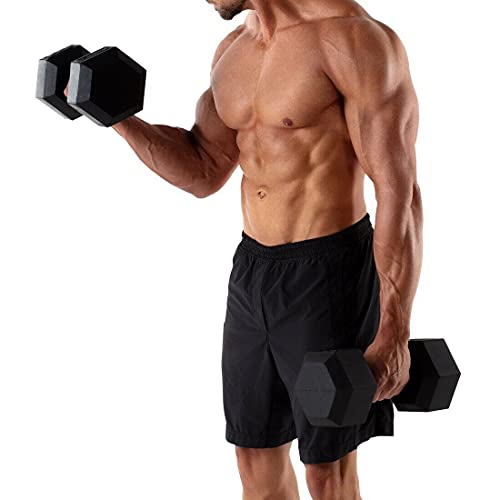 Rubber Coated Cast Iron Hex Dumbbell Free Weights F820253