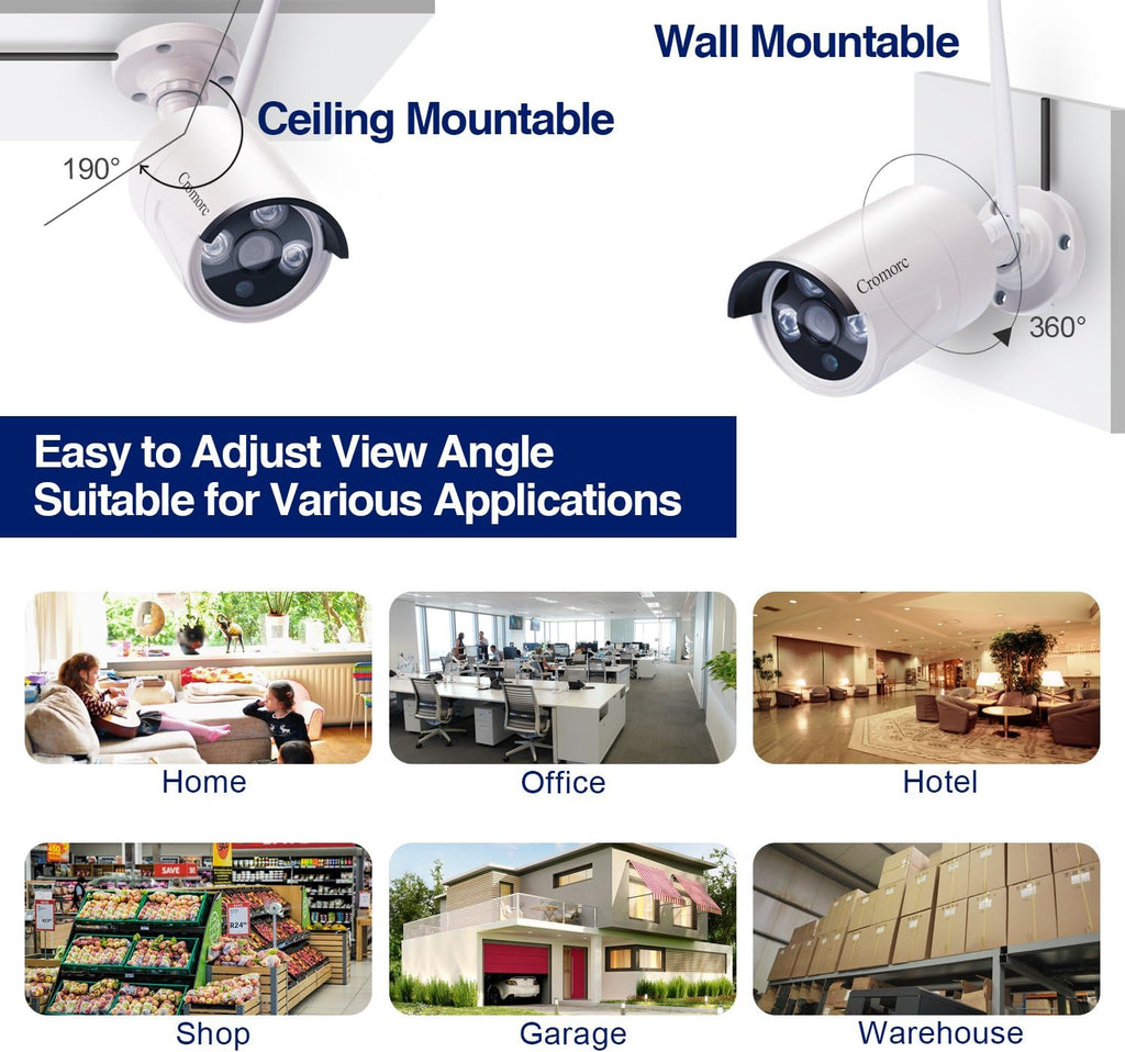 10.1 Monitor Wireless Security Camera System 1080P NVR 4pcs 3MP Camera 1TB HDD O2012