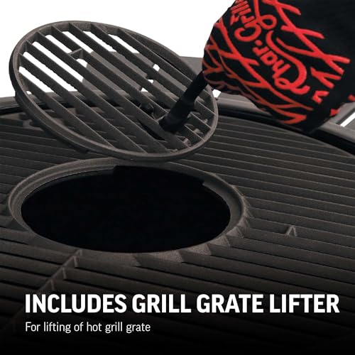 Portable Kamado Charcoal Grill and Smoker with Cast Iron Grates and Locking Lid X6744