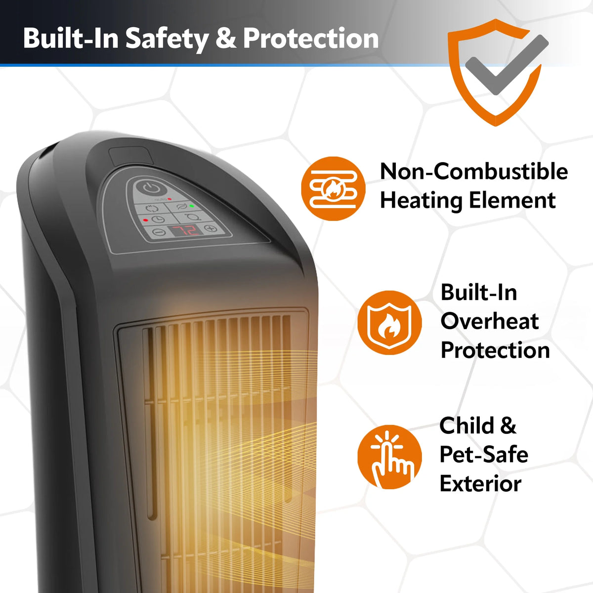 22.5" 1500W Oscillating Ceramic Tower Space Heater with Remote Control, Black J37538