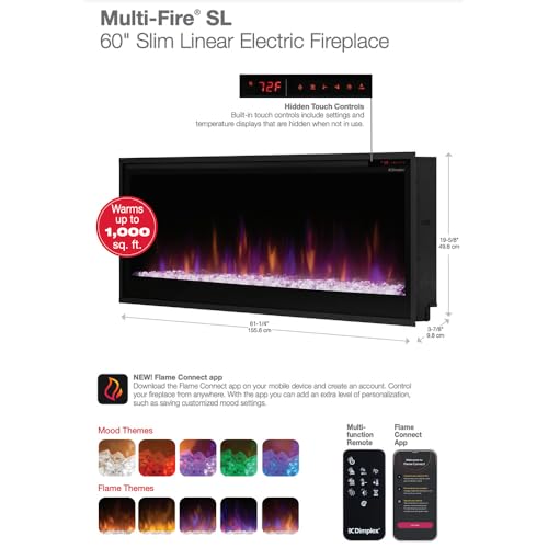 36 Inch Slim Linear Electric Fireplace with Remote A449050