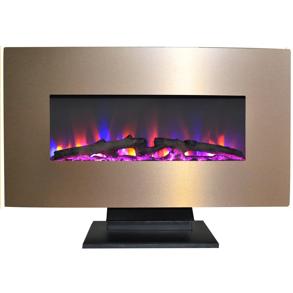 36 in. Metallic Electric Fireplace with Log Display L749