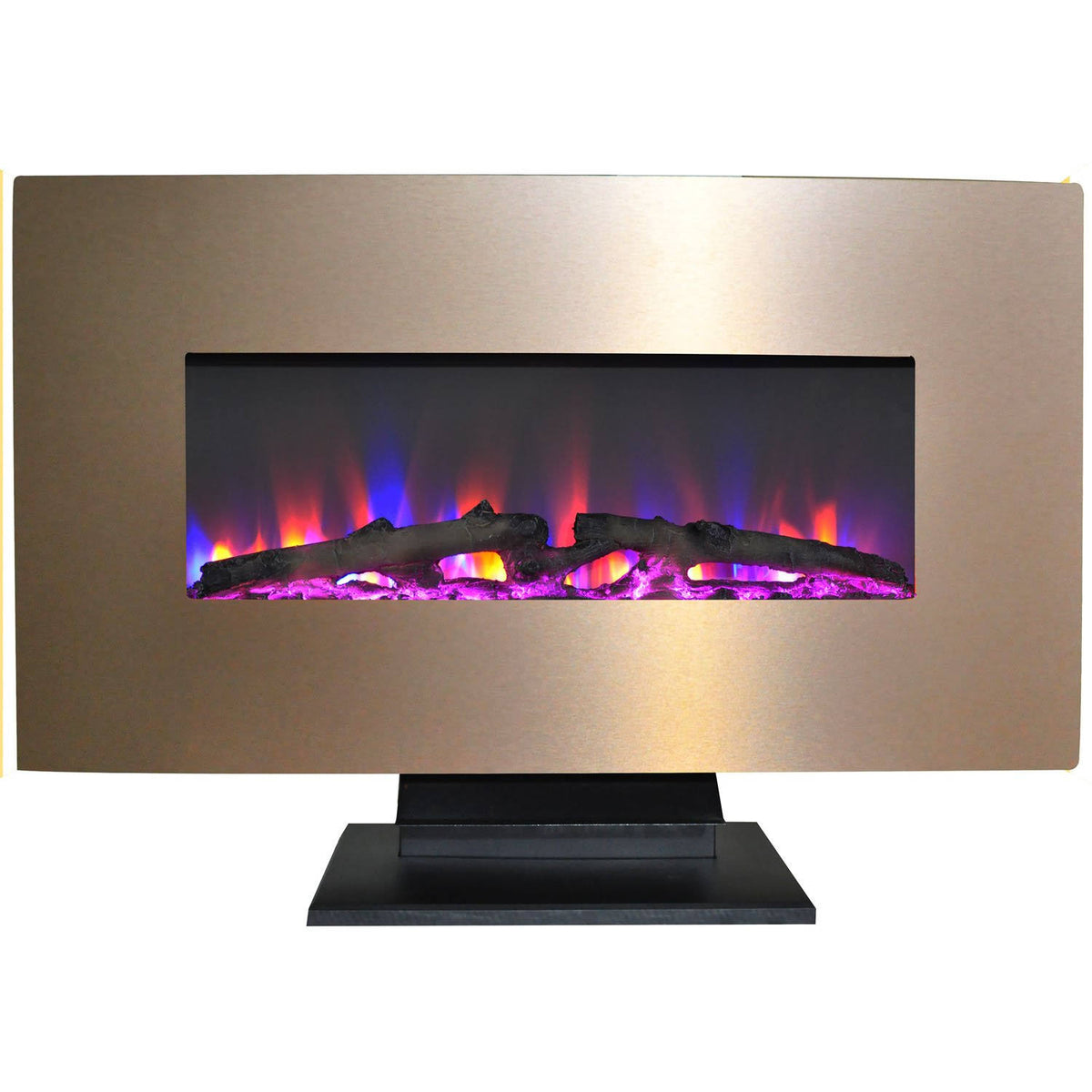 36 in. Metallic Electric Fireplace with Log Display L749