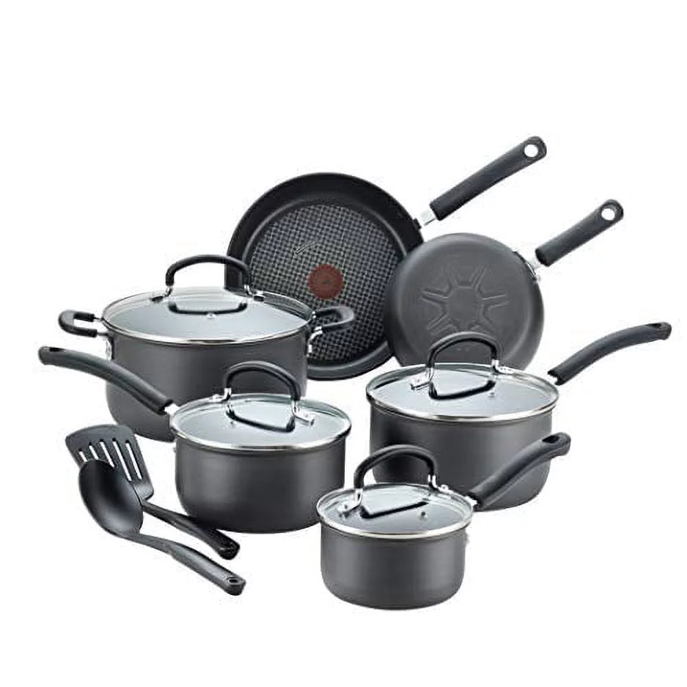 12 Piece Hard Anodized Nonstick Cookware Set, Black F55348