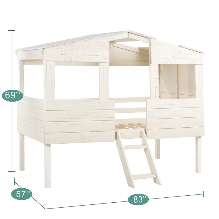 Full Size Solid Pine Wood House Bed with Guard Rails U358
