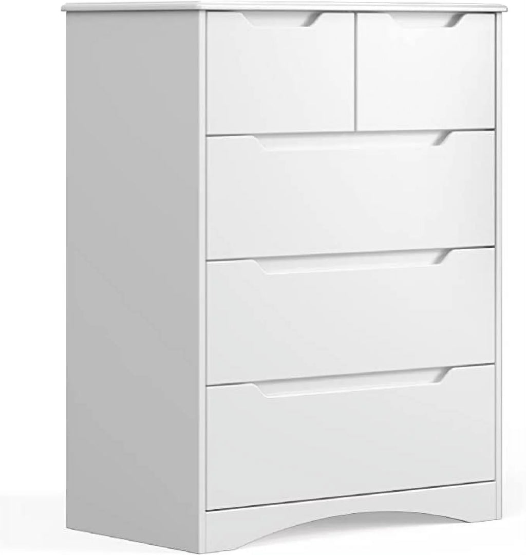 White 5 Drawer Wood Dresser A74088
