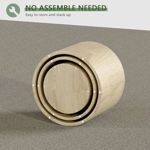 Round Wooden Nesting Coffee Table Set of 3 G498411