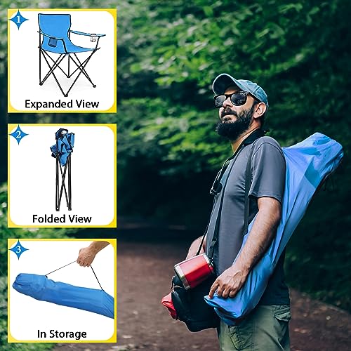 Oversized Folding Camping Chair with Cup Holders and Carrying Bag Black V11178