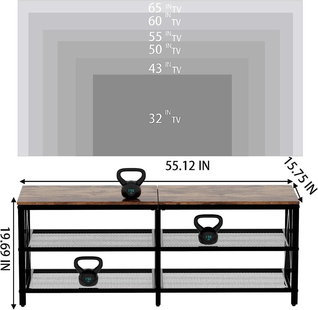 60 65 Inch 3-Tier TV Stand with Metal Frame K122