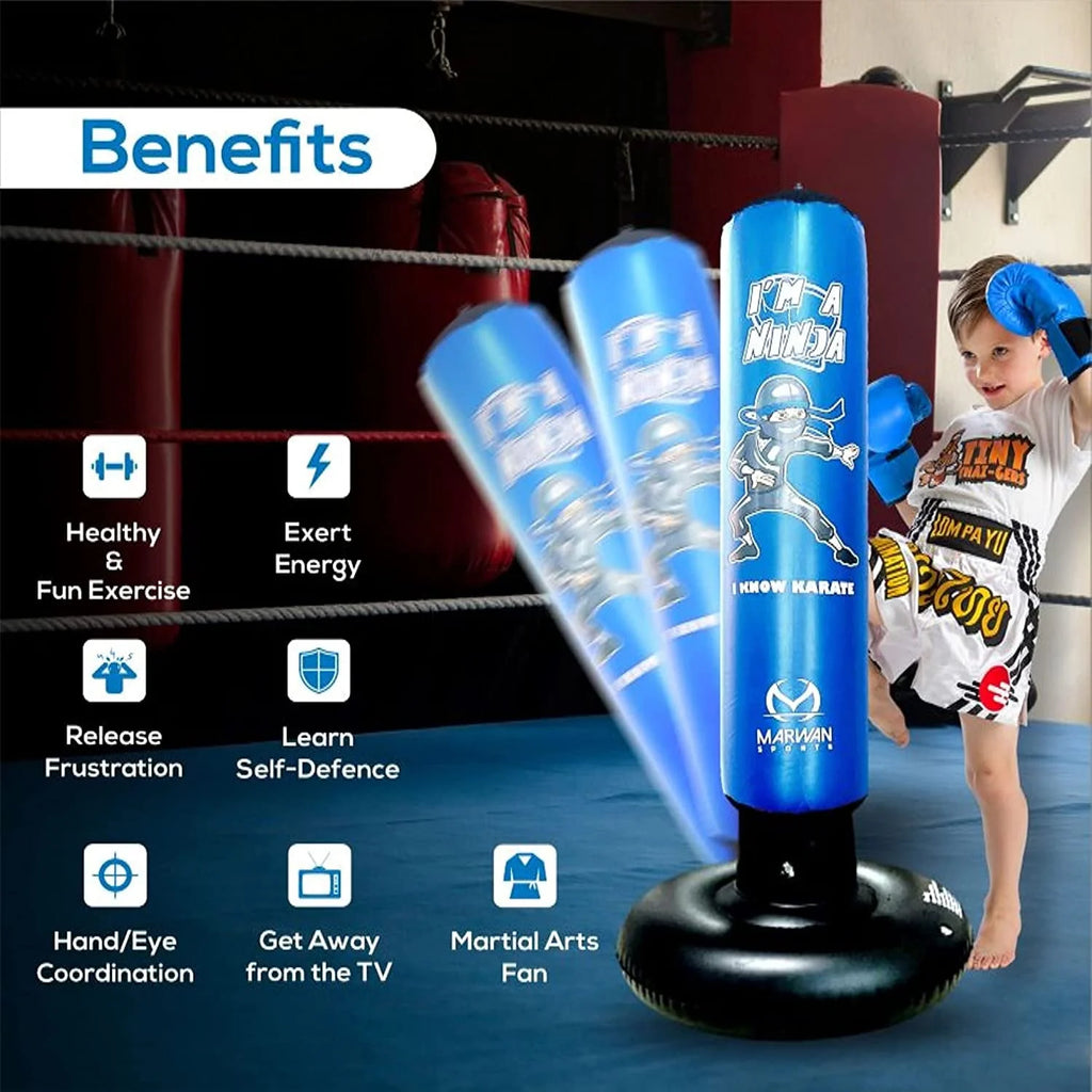 Free Standing Inflatable Kids Punching Bag Set with Air Pump & Boxing Gloves X986