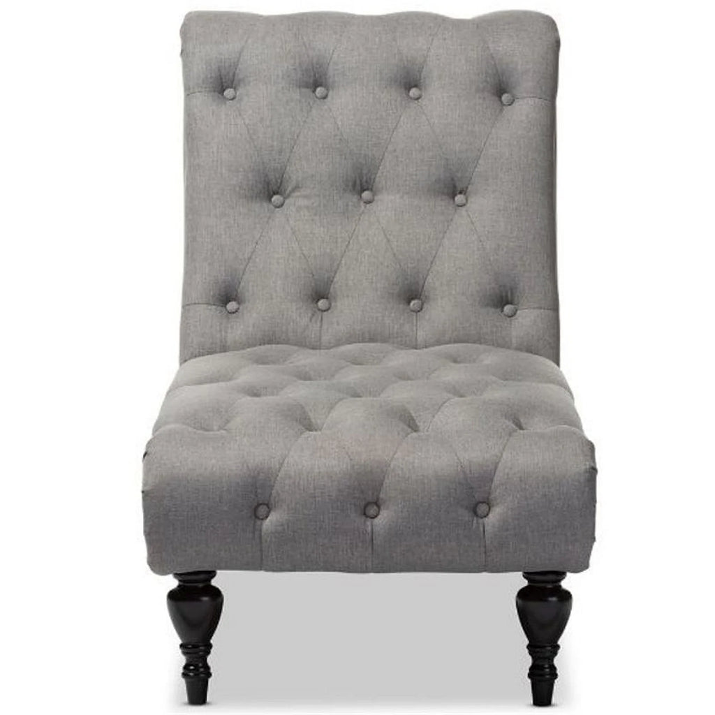 Tufted Chaise Lounge in Gray and Black O435